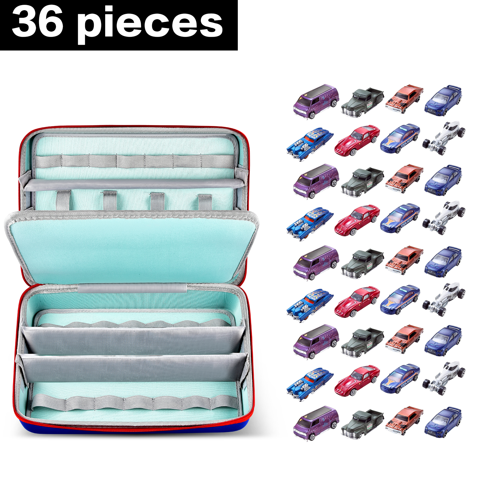 Gwcase Toy Car Organizer Case for Hotwheels Cars/ for Matchbox Cars Holds 36pcs Cars, Box Only, Size: One size, Blue