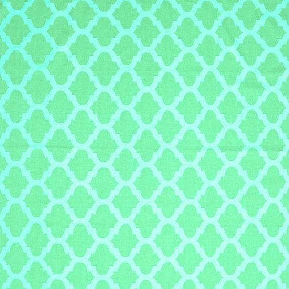 Ahgly Company Machine Washable Indoor Square Trellis Turquoise Blue Modern Area Rugs, 3' Square