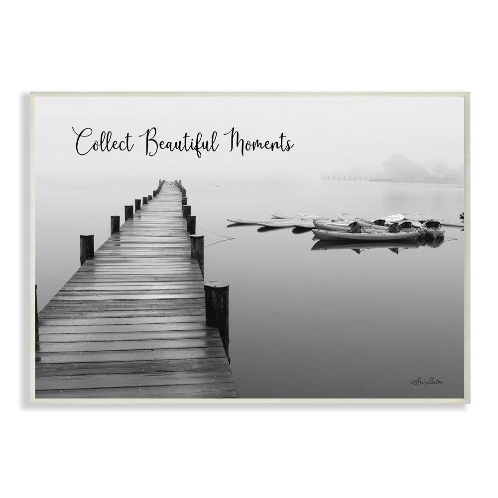 The Stupell Home Decor Black and White Calm Lake Photography Collect Beautiful Moments