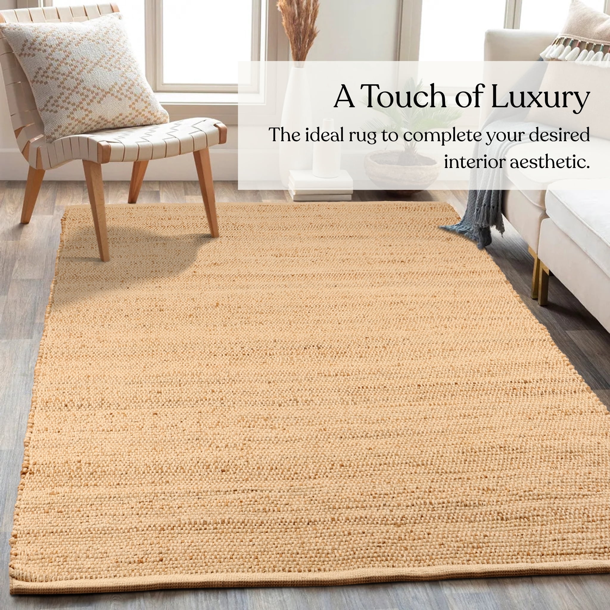 Delara Handwoven Jute and Cotton Area Rug – Natural Rug, Farmhouse Accent Rug for Living Room, Bedroom, or Entryway – Sustainable, Flatweave, Natural , 4' X 6'