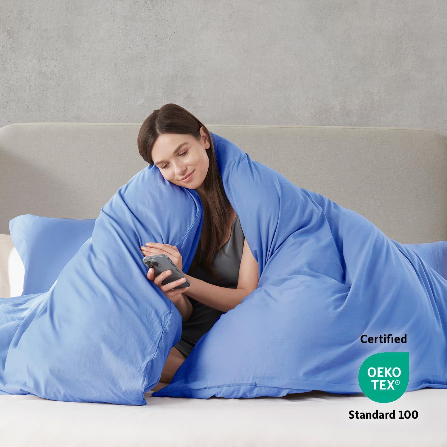 Virtu 3-Piece Duvet Cover Set, Soft Prewashed Bedding Set King with Pillow Shams, Blue Haven