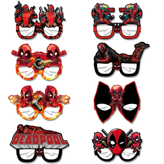 16PCS Deadpool Paper Party Glasses Birthday Party Decoration Supplies PhotoStudio Props Birthday Game Prop Gift.
