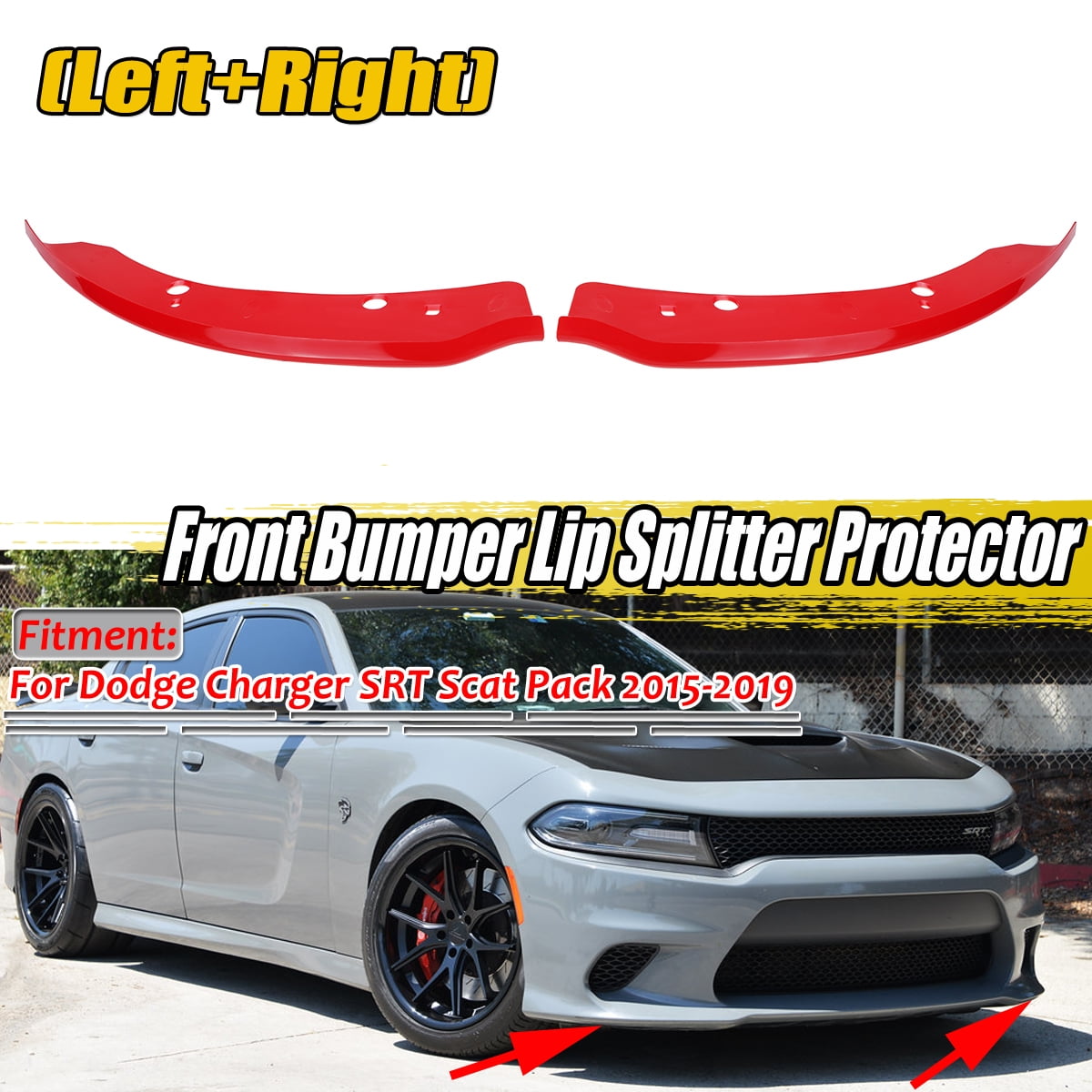 Spec-D Tuning Pack Front Lip Protectors Flippers Splitter Compatible with Dodge Charger SRT Scat 2015-2019 