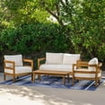 thumbnail image 6 of Linon Seacrest Loveseat/Table/2 Chair Set & Beige Cushions in Brown Acacia Wood, 6 of 16