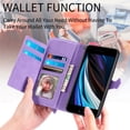 thumbnail image 2 of Dteck Case for iPhone 7/iPhone 8/iPhone SE 2nd Gen/iPhone SE 3rd Gen,Magnetic Leather 7 Card Slots Zipper Wallet Case Shockproof Rubber Kickstand Cover with Wrist Strap,Purple, 2 of 7