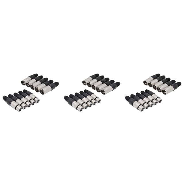 30Pcs 3 Pin XLR Solder Type Connector 15 Male + 15 Female Plug Cable Connector Microphone Audio Socket