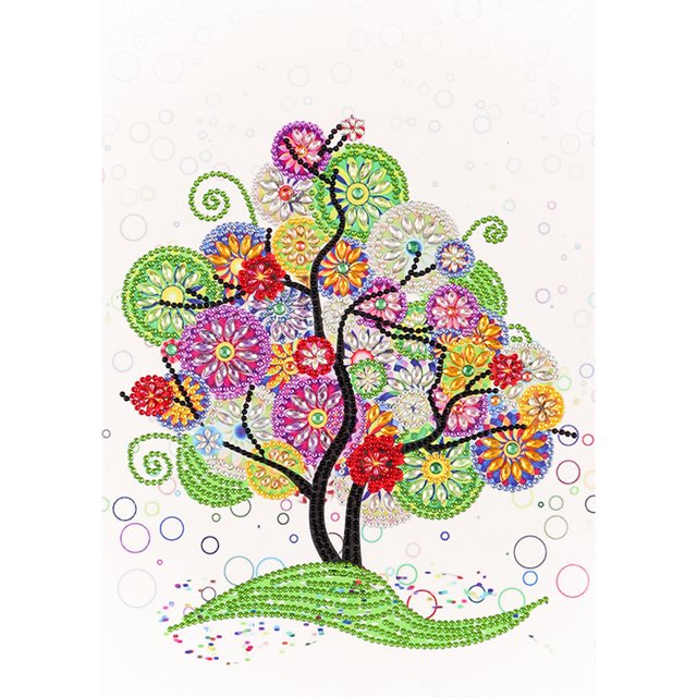 Cuadros Decorativos Kit de pintura de diamante de forma especial de pieza de bricolaje 5D árbol colorido Likrtyny embutido en tela