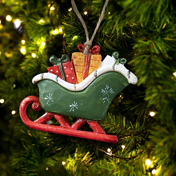 Gcvizuso Christmas Ornaments Clearance! Christmas Hanging Decorations, Christmas Tree Colored Resin Sleigh Pendant Christmas Decoration Diy Hanging Santa Snowman Hanging Ornaments