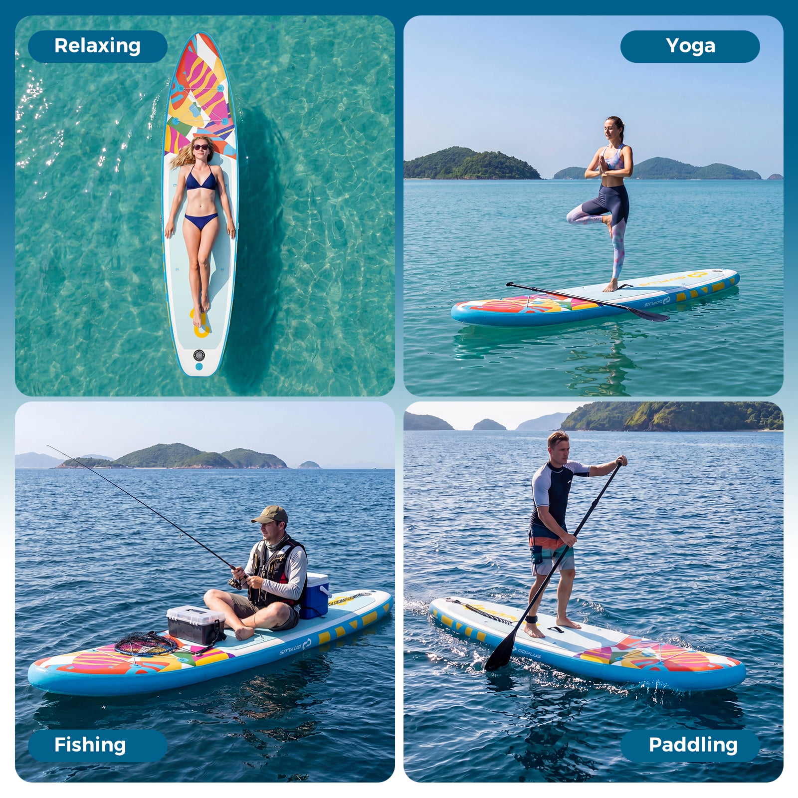 Costway 11’ Wide Inflatable Stand Up Paddle Board , Stable SUP for Adults and Youth Blue+White