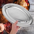 thumbnail image 3 of SHISUYAN Stainless Steel Oval Platter: Large Sizzling Plate Metal Serving Tray Oval Steaming Fish Dishes For Kitchen Restaurant, 15.7 Inch By 9.5 Inch, 3 of 7