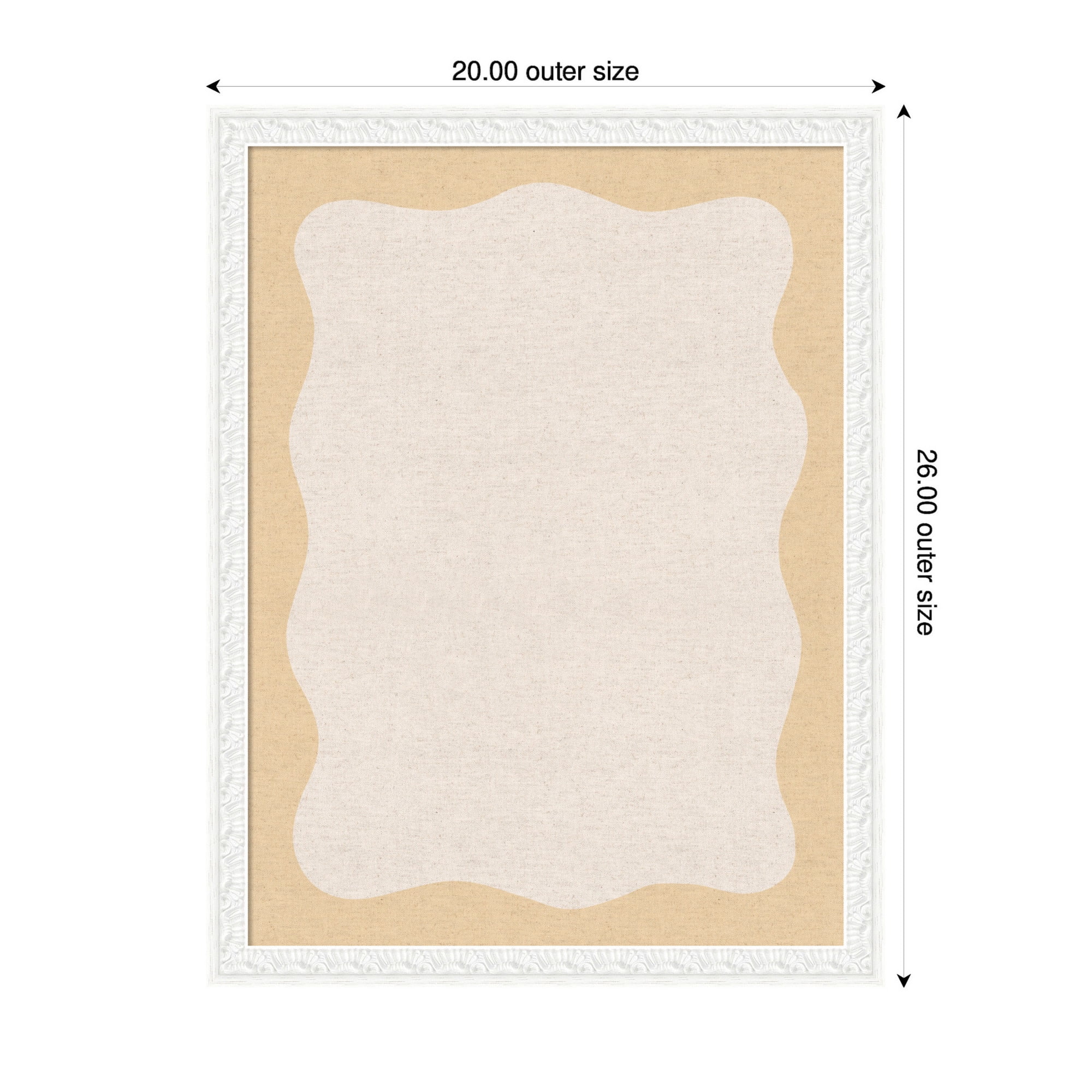 Kate and Laurel Framed Fabric Pinboard 20 x 26,  Printed Linen Decorative Bulletin Board for Use as a Vision Board or Wall Organization, Bethany White Frame