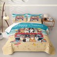 thumbnail image 2 of jejeloiu Cute Summer Dog Quilt Full,Beach Car Print Full Bedspread Sets For Boys,Blue Yellow,3-Piece, 2 of 7