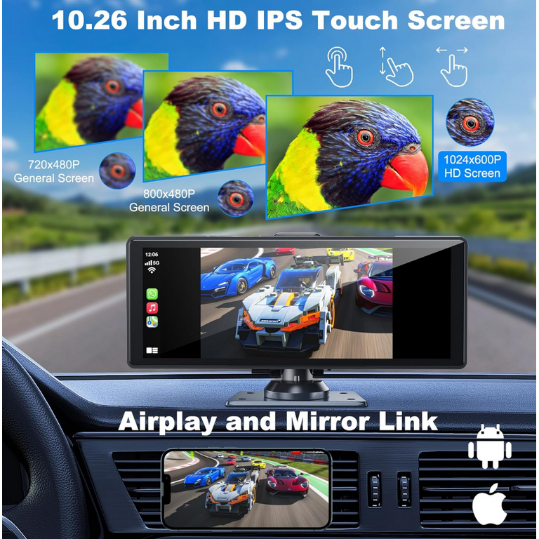 10” Portable CarPlay & Android Auto Touchscreen Unit with 4K Dashcam +  Backup Cam for Any Car - Carlinkit Factory Store