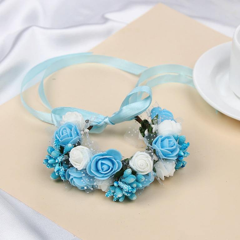 BLUE FLOWER CROWN - STRAW TOPPER – Rose Chic Craft Co