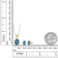 thumbnail image 2 of 18K Yellow Gold Plated Silver London Blue Topaz and White Created Sapphire Pendant and Earrings Jewelry Set for Women (7.24 Cttw, Gemstone Birthstone, Oval 11X9MM and 8X6MM with 18 inch Silver Chain), 2 of 3