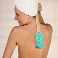 thumbnail image 2 of Unique Bargains 1 Pc Double Side Long Handle Bath Brush Body Scrubber for Bath 17.72" Length Green, 2 of 6