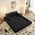 thumbnail image 4 of LUCKHAO 78.7" 3-in-1 Convertible Sofa Bed, Foldable Floor Lounger with Pillows, Soft Teddy Fabric, No Assembly Required(Black), 4 of 7