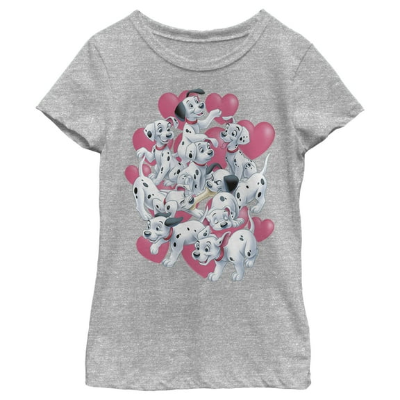 Girl's One Hundred and One Dalmatians Puppy Dalmatian Love Graphic Tee Athletic Heather X Large