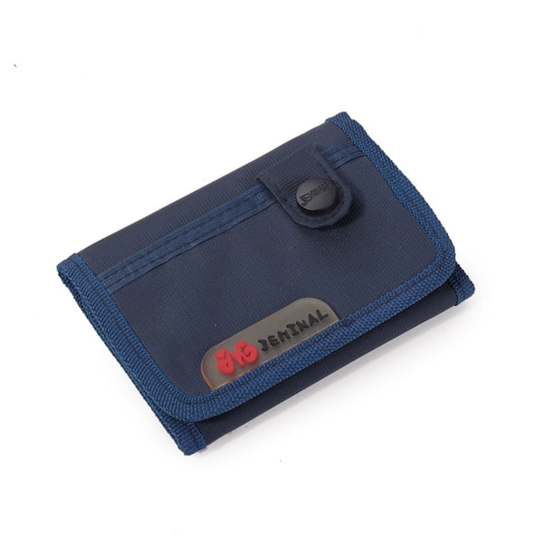 Sonducket Billeteras para hombre, monedero, tres pliegues, tarjetas cortas, estampado de letras, cerrojo, carpeta de dinero, bolso, monederos de Carteras Azul oscuro