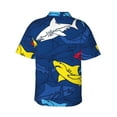 thumbnail image 3 of Uemuo Cartoon Shark Printed Regular Fit Short Sleeve Casual Hawaiian Shirt for Men,Aloha shirt,Tropical shirt,Floral print shirt,Vacation Beach shirt-X-Large, 3 of 9