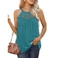 thumbnail image 2 of Samickarr Plus Size Summer Tops For Women Tops Dressy Casual Women Casual Tank Loose Solid Sleeveless Round Neck Lace T-Shirt Halter Tops Sleeveless Shirts Pleated Workout Tops For Women, 2 of 7