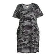 thumbnail image 4 of Terra & Sky Women's Plus Size V-Neck T-Shirt Dress with High Low Hem, 4 of 5