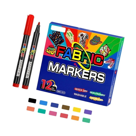 Permanent Fabric Markers, Tip Assorted Colors for Clothes, T-Shirts, Art