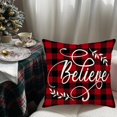 thumbnail image 2 of Christmas Believe Pillow Cover 18X18 Inch Red Black Buffalo Plaid Decoration Holiday Farmhouse Winter Pillow Case Decor for Home Sofa Couch Decor Blessed Leaf Throw Pillow Covers, 2 of 6
