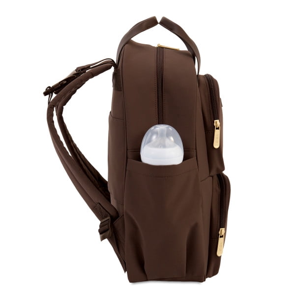 NoJo Espresso Coffee Backpack Diaper Bag with Luggage Sleeve and 9 Pockets