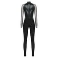 thumbnail image 4 of Jizyo Women's Long Sleeve Dance Unitard Shiny Rhinestone Full Body Suits One Piece Jumpsuits Black L, 4 of 5