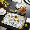 thumbnail image 6 of Sunflowers Placemats for Dining Table Set of 6 Washable Fabric Farmhouse Yellow Bright Flowers Blooms Bee Vintage Wood Non Slip Cotton Linen Placemats Heatproof Table Mats for Kitchen 12 x 18 Inches, 6 of 6