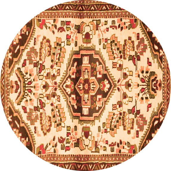 Ahgly Company Indoor Round Persian Orange Traditional Area Rugs, 7' Round