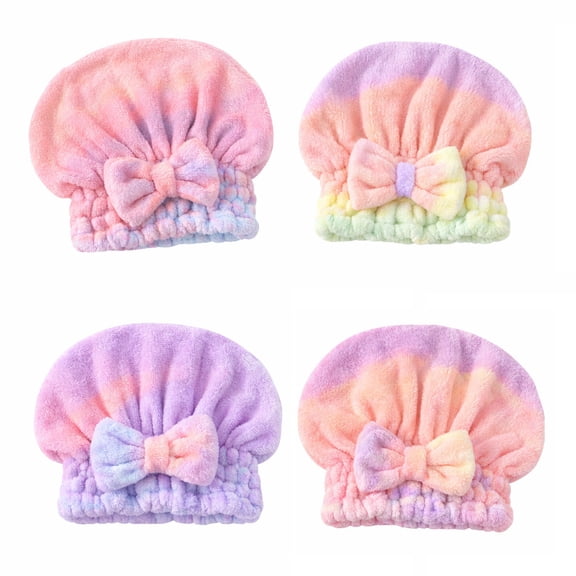 Super Absorbent Microfiber Hair Towel Wrap for Women and Kids, Fast Drying Hair Turban Cap with Secure Bow for Shower, Gym, Travel - 1 Pack