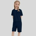 thumbnail image 2 of Kids Boy Pajamas Set Crewneck Soft Short Sleeve Comfort T Shirt Top Shorts Set Summer Kid Sleepwear Kids Cute Pjs for Girls 4-5 Years, 2 of 9