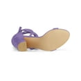 thumbnail image 5 of BLISSFUL STEP Women's Shoes Lace Up Chunky Heels Open Toe Faux Suede Sandals Purple 7, 5 of 7