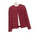 thumbnail image 6 of Miluxas Autumn and Winter Women's Collarless Puffer Jacket Lightweight and Convenient Slim Short Warm Coat Wine M(M), 6 of 7
