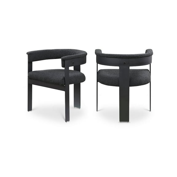 Meridian Furniture Romeo Black Boucle Fabric Dining Chair (Set of 2)