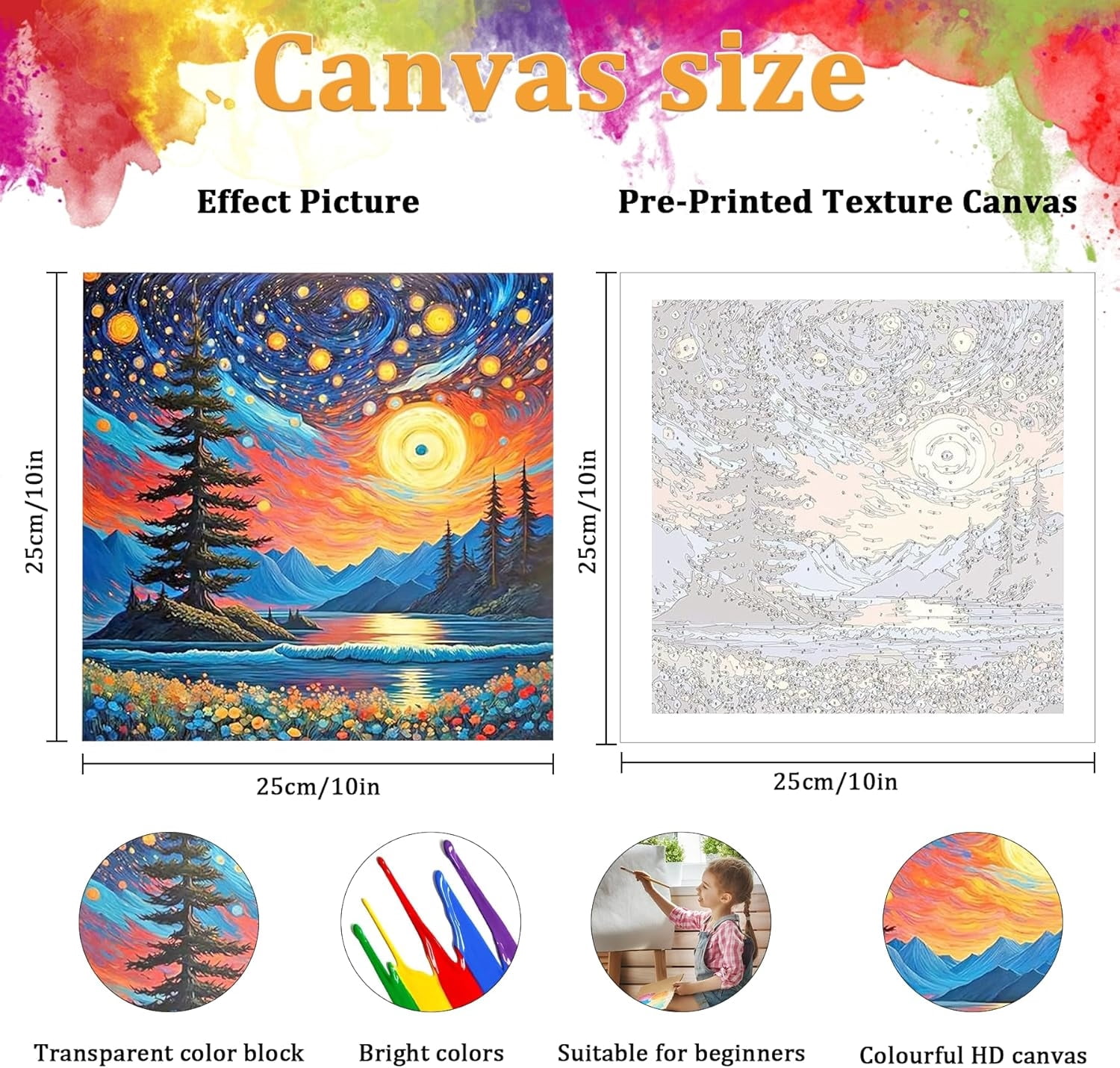 Digital Paint by Numbers Kit for Adults, DIY Oil Painting on Canvas Art Home Decor , Adult Beginner Paint by Number Kits 16x20 Inch，Without frame,Landscape