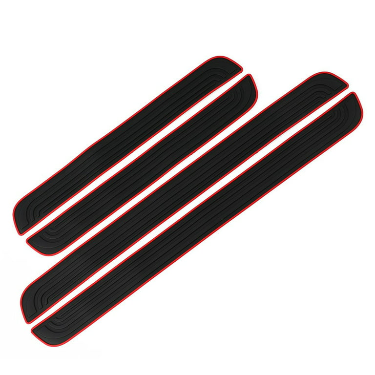 4pcs Rubber Car Door Sill Scuff Plate Cover Panel Step Protector