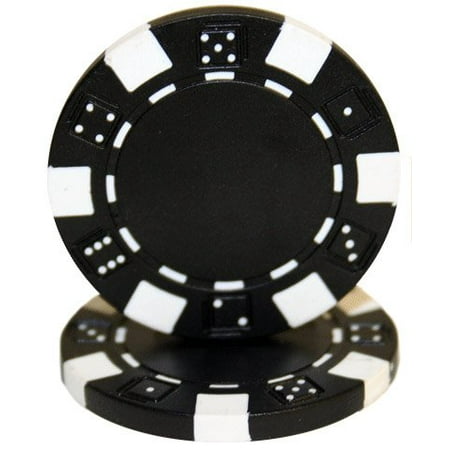 - 25 Clay Composite Dice Striped 11.5 gram Poker Chips, Black, Black Chips By Las Vegas Poker Chips