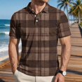 thumbnail image 2 of Garbnen Polo Shirts Men Short Sleeve Plaid Color Block Collared Henley Shirt Men Lightweight Breathable Casual Summer Beach Travel Golf Shirts Men L, 2 of 7