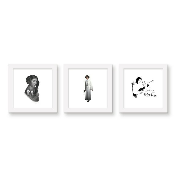 Gallery Pops Star Wars: Saga - Princess Leia Wall Art Bundle (3-Pack), White Framed Version, 12" x 12"