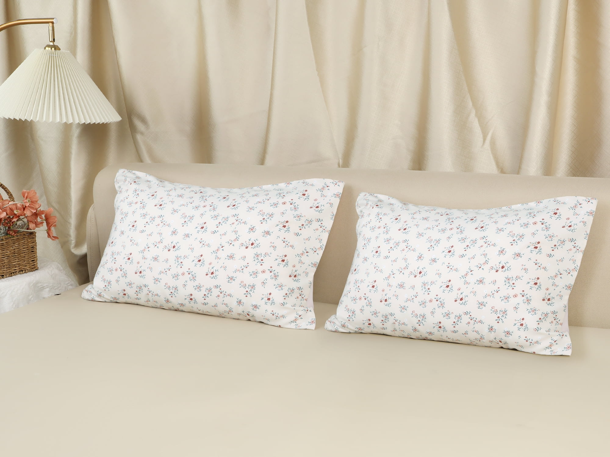 Unique Bargains 2 Pack Pillowcase Breathable Soft Floral Pillow Cases Gift Light Pink