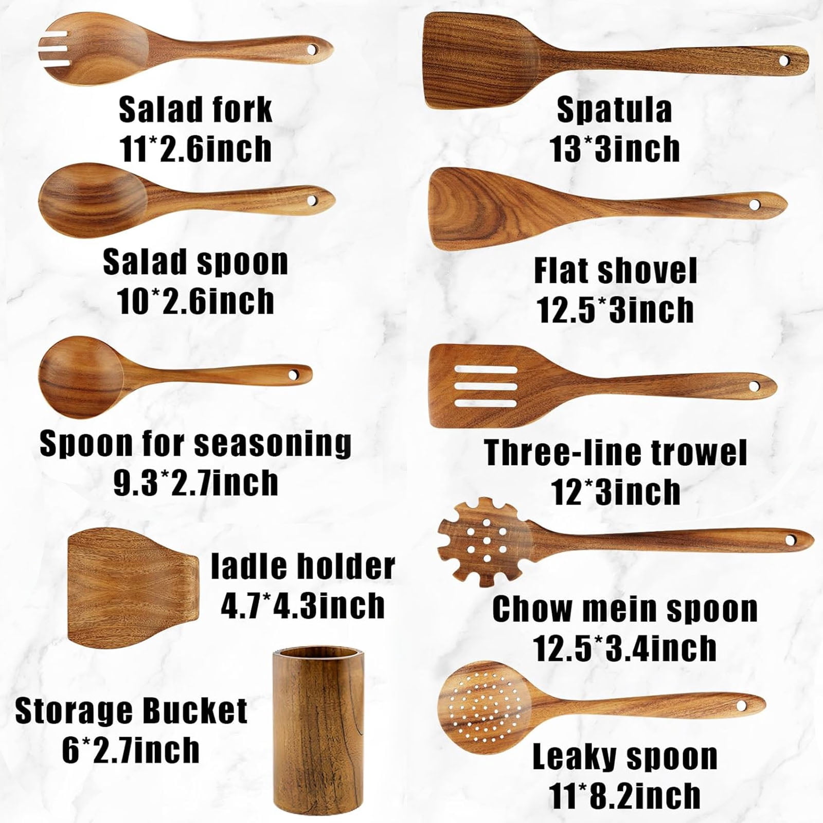 10Pcs Wooden Spoons for Cooking, Smooth Finish Teak Wooden Utensils for Cooking, Soft Comfort-Grip Wood Spoons for Cooking, Non-Stick Wooden Cooking Utensils - Wooden Spoon Sets