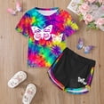 thumbnail image 2 of Girl Clothes 3T-4T Girls Outfit Sets- Fashion Short Sleeve Tie-Dye Kids Summer Clotehs Sweat Shirts and Shorts Pink Size 4-16, 2 of 6