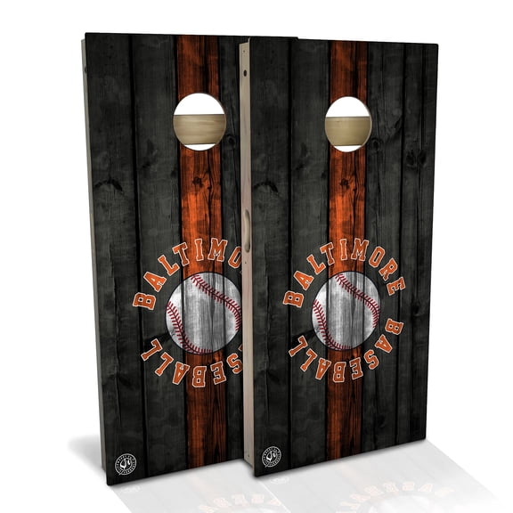Skip's Garage | Baltimore Baseball Cornhole Board Set | Includes Boards & Bags | Choose Your Size & Accessories