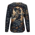 thumbnail image 4 of Tnhcen Chandail en Molleton Oversize à Col Rond pour Femmes Automne Halloween - Chandail Imprimé Effrayant à Manches Longues Décontracté Quotidien & Coupe Ample pour P-3TG, 4 of 5