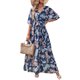 thumbnail image 3 of SAYOO Vestido de playa de impresión de Flores femeninas de verano Bohemia lado del vestido de Bohemia 3/4 manga elegante envuelto v collar SAYOO moda, 3 of 6