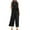 Black, variant on Mnyycxen Women's 2 Piece Outfits Sleeveless Crop Top Capri Wide Leg Pants Jumpsuit Linen Lounge Beach Travel Sets