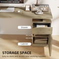 thumbnail image 4 of 53" Natural Wood Computer Desk with Cabinet & Drawer – Home Office Writing Table for Study Room & Workspace – Adjustable Shelf Included, 4 of 7